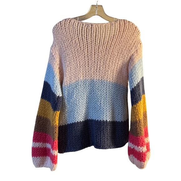 Sisstrevolution Multicolor Aloha Striped Knit Sweater Size Medium Cozy Whimsical - Picture 2 of 8